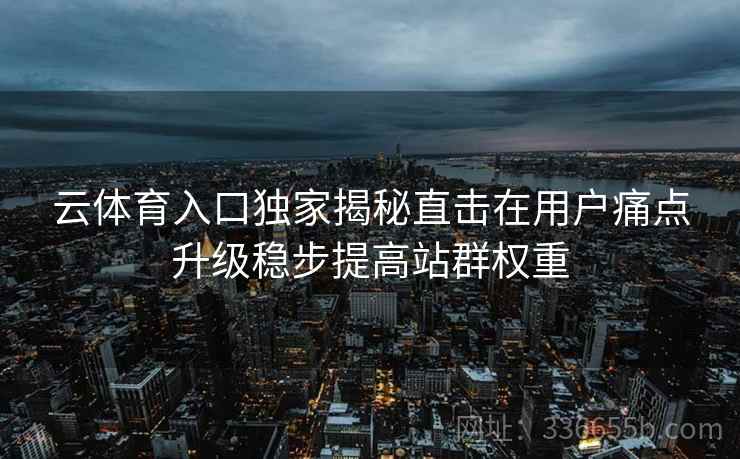 云体育入口独家揭秘直击在用户痛点升级稳步提高站群权重